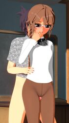 3d animated brown_hair clothed female from_behind glasses loop pantyhose tagme thigh_sex thighjob video weeaboo_cat