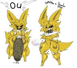 big_balls big_penis eeveelution huge_balls huge_cock huge_penis jolteon large_penis lattemon lattemon_(character) no_humans penis pokemon pokemon_(species) thick_thighs veiny_penis wide_hips