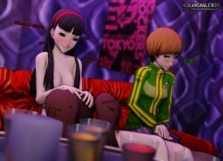 3d 3d_(artwork) 3girls absurd_res absurdres accurate_art_style alternate_version_available amagi_yukiko areola areolae artist_name atlus black_hair black_hair_female blush blushing breasts breasts_out brown_hair brown_hair_female clothed clothed_female clothing covering_crotch cucked_by_lesbian cuckquean cunnilingus dialogue drunk drunk_female drunk_sex eating_pussy embarrassed embarrassed_female english english_dialogue english_text female female/female female_focus female_only hairband hand_on_lap hi_res highres human kikanshalewds king's_game kujikawa_rise light-skinned_female light_skin long_hair long_hair_female looking_away megami_tensei nude nude_female official_style oral oral_sex pale_skin persona persona_4 satonaka_chie sega short_hair short_hair_female tagme tomboy twintails voyeur voyeurism yuri