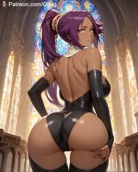 1girls ai_generated anal_sex big_breasts bleach bleach:_the_thousand-year_blood_war cougwe shihouin_yoruichi stable_diffusion