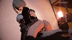 10_seconds 1boy 1girls 3d animated ass blindfold cowgirl_position erection female kushishekku male nier nier:_automata no_sound penetration penis pussy sex shorter_than_10_seconds source_filmmaker square_enix straight vaginal_penetration video white_hair yorha_2b yorha_9s