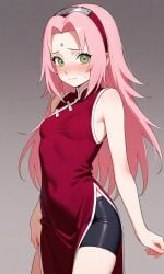 ai_generated blush clothed naruto naruto_(classic) naruto_(series) naruto_shippuden pink_hair sakura_haruno shy