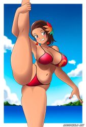 1girls alternate_version_available azucena_milagros_ortiz_castillo big_ass bikini black_hair dark-skinned_female dark_skin erect_nipples erect_nipples_under_bikini female female_only flower flower_in_hair fully_clothed gray_eyes hourglass_figure latina looking_at_viewer namco peruvian_female short_hair solo tekken tekken_8 tomboy voluptuous voluptuous_female