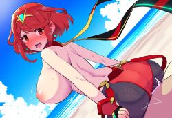 ai_generated ass beach beach_background boris_(noborhys)_(style) breasts cum nipples penetration pyra red_eyes red_hair reza3344 tiara xenoblade_(series) xenoblade_chronicles_2