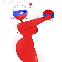 1boy 1girls big_breasts blush blushing blushing_female countryballs countryhumans countryhumans_girl curvy_female cute heart hearts no_sex red_body red_nipples russia_(countryhumans) serbia_(countryhumans) spoken_heart thick_thighs wholesome xx.canada.xx