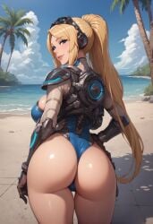 1female 1girls ai_generated amelie_lacroix ass ass_focus beach big_ass big_butt blizzard_entertainment bodysuit breasts dumptruck_ass eteeming female female_only huge_ass looking_at_viewer nova_(starcraft) nova_widowmaker overwatch smile solo solo_female starcraft starcraft_2 thick thick_ass thick_thighs thighs voluptuous voluptuous_female wide_hips widowmaker