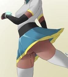 ciel_soleil dark_skin elbow_gloves leggings no_panties pussy_juice rwby sinccubi skirt vagina watch