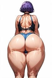 ai_generated ass ass_focus big_ass choker female from_below gym_shorts looking_away medium_hair oc original_character purple_hair solo sports_bra standing vector_trace