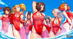 6+girls 7girls ann_takamaki ass baywatch_(franchise) big_ass big_breasts black_hair blonde_hair blue_eyes breasts brown_hair character_request female female_only haru_okumura haysey_draws large_breasts lifeguard makoto_niijima megami_tensei multiple_girls one-piece_swimsuit persona persona_5 sadayo_kawakami sae_niijima silver_hair swimsuit tae_takemi twintails