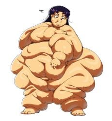 1girls female female_only misato_katsuragi naked_female neon_genesis_evangelion neopn_genesis_evangelion obese softon solo ssbbw