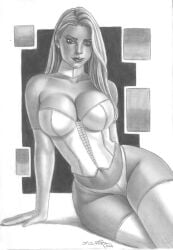 black_and_white ed_benes_studio emma_frost fabiano_oliveira hellfire_club marvel marvel_comics traditional_art traditional_media_(artwork) white_queen x-men