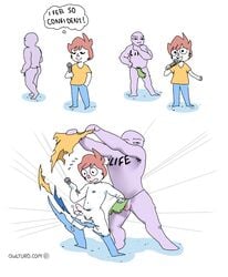 assisted_exposure bara comedy comic first_porn_of_franchise human humiliation life_(personification) male male_only owlturd shen_(shencomix) shencomix torn_clothes yaoi