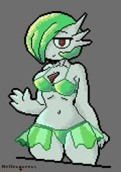 belly belly_button bikini breasts eyes gardevoir hands hellenqueenx looking_at_viewer open_eyes pixel_(artwork) pixel_art pokemon pokemon_(species) smile thighs watermark