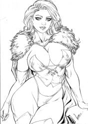 black_and_white ed_benes_studio emma_frost hellfire_club leo_(artist) marvel marvel_comics traditional_art traditional_media_(artwork) white_queen x-men