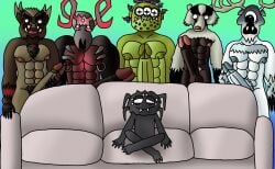 3_eyes 8_eyes absurd_res amphibian amphibian_humanoid ancient_fuelweaver_(don't_starve) animal_humanoid anonymous_artist anthro antlers arachnid arachnid_humanoid arthropod arthropod_humanoid bear bearger big_penis body_hair claws deerclops don't_starve frog frog_humanoid fungus fur furniture genitals group hi_res horn humanoid imminent_rape imminent_sex klei_entertainment male male/male mammal mammal_humanoid meme multi_eye muscular muscular_male mushroom nightmare_werepig_(don't_starve) pecs penis piper_perri_surrounded sharp_teeth sofa spider spider_humanoid suid suine teeth toadstool_(don't_starve) ursid_humanoid vibrant_background webber werecreature werepig weresuid weresuine