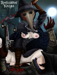 bloodborne breasts clenched_teeth clothed_sex clothing cougar cowgirl_position crazy eileen_the_crow female femdom forced fromsoftware hunter_(bloodborne) male mask mature penetration penis plague_doctor pussy pussy_juice rape reverse_rape sex spellcaster_knight vaginal_penetration