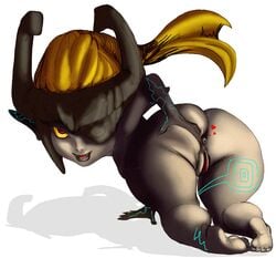 anus ass big_butt boltss female female_only humanoid imp imp_midna midna nintendo pointy_ears ponytail pussy red_eyes shortstack smile solo the_legend_of_zelda thick_thighs twilight_princess