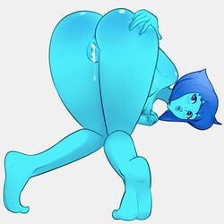 1girls anus ass blue_eyes blue_hair blue_skin cartoon_network cum cum_in_pussy dat_ass drawbutts female female_only gem_(species) lapis_lazuli_(steven_universe) looking_at_viewer looking_back nude pussy steven_universe