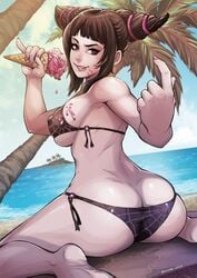 ass bikini bra breasts cleavage danusko dat_ass female female_only juri_han looking_at_viewer looking_back solo street_fighter