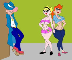 1boy 2girls aged_up angry arms_behind_back bare_shoulders belt big_breasts big_nose billy_(billy_and_mandy) black_eyes blonde_hair busty caglioro3666 cartoon_network cleavage cleavage_cutout clenched_teeth cloak curvy detailed_background erect_nipple erect_nipples eyeshadow female freckles front_view group grown_up hairband hand_holding hands_behind_back hat holding_hands hourglass_figure human jeans lipstick long_hair makeup male mandy_(billy_and_mandy) midriff mindy_(tgaobam) multiple_females multiple_girls necklace nipple_bulge no_nose older orange_hair pimp ponytail pose posing prostitution red_lipstick shoes short short_hair shorts smiling straight the_grim_adventures_of_billy_and_mandy tied_hair underboob voluptuous wide_hips yellow_hair