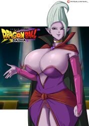 1girls absurd_res areola_slip areolae breasts bridal_gauntlets brooch cape center_opening choker cleavage clothing colored_skin copyright_name cowboy_shot curvaceous dr._arinsu dragon_ball dragon_ball_daima dress female female_only forehead hair_slicked_back hi_res high_resolution huge_breasts jewelry lips lipstick looking_at_viewer makeup navel no_bra panarandom panchira panties parted_lips patreon_username pink_panties pink_skin pink_underwear pointed_ears popped_collar purple_dress purple_eyes purple_lipstick red_cape ring single_hair_intake solo strapless_dress thick_thighs thighs two-sided_fabric underwear username very_high_resolution wardrobe_malfunction white_hair wide_hips