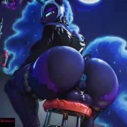 ai_generated ass_focus asshole fishnets friendship_is_magic from_behind futanari goth kilonia my_little_pony nightmare_moon_(mlp) princess_luna_(mlp) thick_thighs