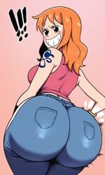 ai_generated big_ass bubble_ass bubble_butt dat_ass female female_only gloating huge_ass jeans nami nami_(one_piece) one_piece orange_hair pixelsin showing_off_ass smirk smirking smug thick_ass thick_thighs