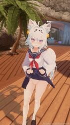 accurate_art_style fansly filian filian_(vtuber) filiannevr looking_at_viewer no_panties pantyless presenting_pussy pussy skirt_lift tongue_out vtuber