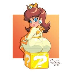 biker_girl blue_eyes bubble_butt fat_ass mario_(series) mario_kart princess_daisy redraw shortstack