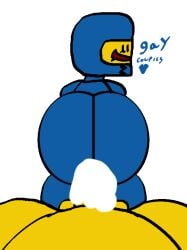 ass astronauts bad_cop/good_cop benny_(the_lego_movie) big_head bottomless cum_in_ass gay gay_couple lego open_mouth repost sex_through_clothing smile the_lego_movie toony