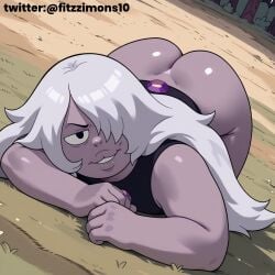 ai_generated amethyst_(gem) amethyst_(steven_universe) ass ass_focus ass_grab fitzzimons_10 grass laying_down steven_universe