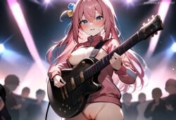 1girls 2girls ai_generated anilvl areola_slip audience bangs blue_eyes blurry blurry_background blush bocchi_the_rock! bottomless breasts breasts_out cleft_of_venus concert cowboy_shot crossed_bangs crowd cube_hair_ornament electric_guitar exhibitionism gibson_les_paul gotou_hitori guitar hair_between_eyes hair_ornament holding holding_instrument holding_plectrum instrument jacket large_breasts long_hair long_sleeves looking_at_viewer medium_breasts multiple_boys multiple_girls music naked_jacket nipples no_bra one_side_up open_clothes open_jacket open_mouth parted_lips pink_hair pink_jacket playing_instrument plectrum public_indecency pussy solo_focus spotlight stage stage_lights standing sweat sweatdrop track_jacket uncensored zipper zipper_pull_tab