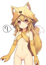 1girls animal_hat bell blonde_hair breasts elbow_gloves female fox_ears fox_tail gloves hat moonlight_flower portrait pussy ragnarok_online red_eyes solo standing thighhighs uncensored