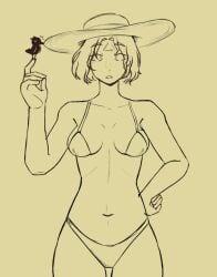 big_thighs bikini bikini_bottom bikini_top bird deadlock female sketch small_breasts vindicta_(deadlock)