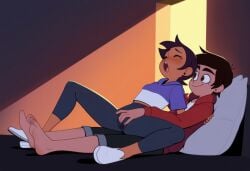 ai_generated assisted_masturbation cameltoe fingering fingering_through_clothes luz_noceda male marco_diaz masturbating masturbation moaning pussy_juice sitting_on_lap sitting_on_person star_vs_the_forces_of_evil the_owl_house