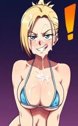 ai_generated annie_leonhardt attack_on_titan bikini blonde_hair cum cum_on_body cum_on_breasts cum_on_face micro_bikini pixelsin