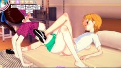 2girls 3d clothing clover_(papa_louie) female flipline_studios game koikatsu mindy_(papa_louie) nude papa_louie pussy sex video_game video_games