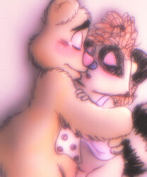 anthro bear belly blush clothing coco_raccoon cute fozzie_bear holding_(disambiguation) kissing love mammal muppet muppets nightmonster123 penis procyonid raccoon romantic sex stomach tender