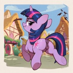 ai_generated animal_genitalia animal_pussy anus ass chibi cutie_mark dock doomguy397 equine_genitalia equine_pussy feral friendship_is_magic furry hasbro hooves my_little_pony purple_body purple_fur purple_hair purple_pussy pussy smile stable_diffusion tail twilight_sparkle_(mlp) unicorn