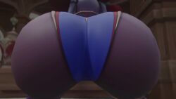 3d animated ass ass_focus ass_shake bare_shoulders cameltoe detached_sleeves female from_behind from_below genshin_impact hair_ornament hair_ribbon hat huge_ass jiggle kishi leaning leaning_forward leotard long_hair mona_(genshin_impact) pantyhose purple_hair shiny shiny_clothes shiny_hair solo tagme thick_thighs thighlet twerking twintails very_long_hair video video