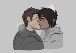 2boys asian_male blush boys_love brown_hair caucasian_male dark-skinned_male gay glasses humanoid_robot kissing making_love making_out no_sex oc ocs ocxcanon original_character original_characters saliva sweating