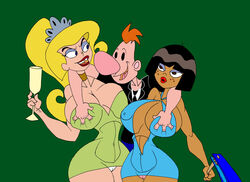 1boy 2girls age_difference aged_up arms_up bare_shoulders big_breasts big_nose billy_(billy_and_mandy) bimbo black_eyes black_hair blonde_hair blue_eyes bob_cut breast_grab breast_grope breast_squeeze breasts brown_eyes busty caglioro3666 cameltoe cartoon_network choker cleavage cleavage_cutout curvy dark-skinned_female dark_skin dress drinking_glass erect_nipple erect_nipples eris_(billy_and_mandy) eyeshadow female freckles front_view full_cleavage ginger goddess grabbing grabbing_from_behind group holding_object hoop_earrings hourglass_figure human lipstick long_hair makeup male mature mature_female minidress missing_teeth multiple_females multiple_girls nipple_bulge older open_mouth orange_hair pandora_(tgaobam) panties pantyshot pantyshot_(standing) pink_panties red_lipstick short_dress short_hair simple_background skimpy straight the_grim_adventures_of_billy_and_mandy tiara tooth_gap tuxedo underwear upskirt voluptuous wasp_waist white_panties wide_hips wine_glass yellow_hair