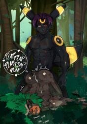 abs anal anal_sex anthro areola ass ass_up biceps black_body black_fur bodily_fluids brown_body digital_media_(artwork) duo eeveelution forest from_behind_position fur generation_2_pokemon generation_8_pokemon genitals green_hair hair half-closed_eyes hi_res kneeling male male/male male_penetrated male_penetrating male_penetrating_male mammal muscular muscular_anthro muscular_male narrowed_eyes nevets nintendo nipples nude one_eye_closed onomatopoeia open_mouth outdoor_nudity outside outside_sex pecs penetration penile penile_penetration plant pokemon pokemon_(species) primate rillaboom saliva saliva_string sex smile sound_effects sweat sweatdrop sweaty_body tail tears tears_of_pleasure text tree umbreon