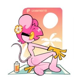 ass edit gloves_only goommymuffin mouse_girl muffin_(goommymuffin) nerd sideboob