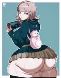1girls ass backpack big_ass bottom_heavy breasts bubble_butt clothing danganronpa dat_ass fat_ass female female_only gamer_girl gluteal_fold grey_hair handheld_game_console hoodie huge_ass jacket large_ass legwear looking_at_viewer looking_at_viewers looking_back massive_ass nanami_chiaki skirt solo sweat sweatdrop sweaty_ass sweaty_body thick_ass thick_thighs thighhighs thunder_thighs wide_hips z3husky