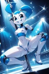 ai_generated jenny_wakeman nipples pole_dancing robot_girl squatting vagina