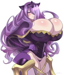 big_breasts bimbo blush breasts bursting_breasts camilla_(fire_emblem) female fire_emblem fire_emblem_fates gigantic_breasts huge_breasts hyper_breasts large_breasts princess purple purple_eyes purple_hair royalty tiara zetarok