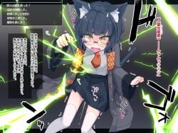 animal_ear_fluff animal_ears black_hair black_skirt cat_ears cat_girl cat_tail coat commentary_request female female_ejaculation forced_orgasm glasses grey_coat grey_shirt heart heart_in_mouth highres long_sleeves miniskirt mismatched_irises necktie ogami_kazuki open_mouth original paid_reward_available pleated_skirt red_necktie shirt short_hair skirt solo sound_effects tail tearing_up teeth thighhighs translation_request variant_set white_thighhighs yellow_eyes