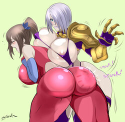 2girls ass busty dat_ass isabella_valentine kunoichi multiple_girls namco purple_lipstick soul_calibur spanking taki zetarok