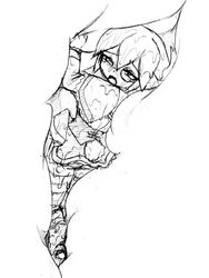 camel_(dansen) chrono_(camel) dress female monochrome open_mouth original striped_legwear vore